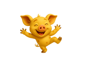 Schweinchen in Gelb